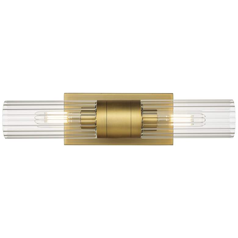 Image 1 Empire 18.5" Wide 2 Light Brushed Brass Bath Light With Clear Shade