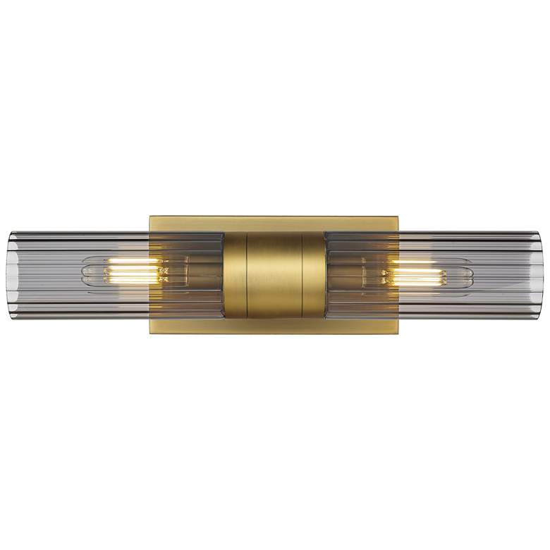 Image 1 Empire 18.5" Wide 2 Light Brushed Brass Bath Light With Smoke Shade