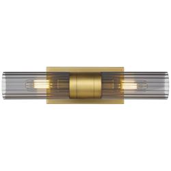 Empire 18.5" Wide 2 Light Brushed Brass Bath Light With Smoke Shade