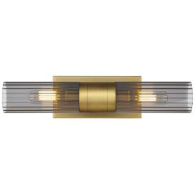 Empire 18.5" Wide 2 Light Brushed Brass Bath Light With Smoke Shade Empire 18.5" Wide 2 Light Brushed Brass Bath Light With Smoke Shade