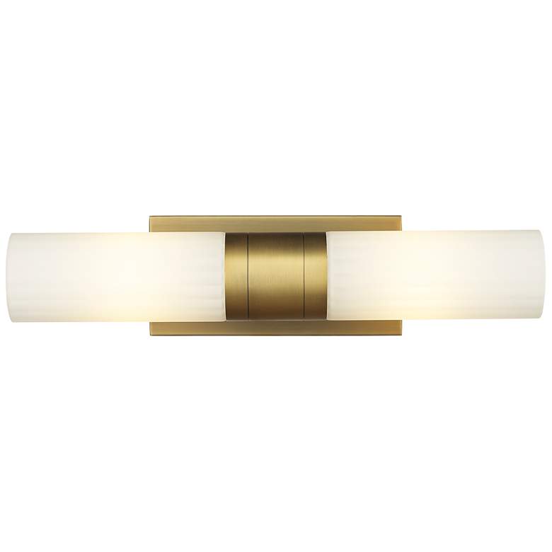 Image 1 Empire 18.5" Wide 2 Light Brushed Brass Bath Light With White Shade