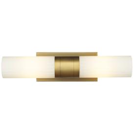 Empire 18.5" Wide 2 Light Brushed Brass Bath Light With White Shade Empire 18.5" Wide 2 Light Brushed Brass Bath Light With White Shade