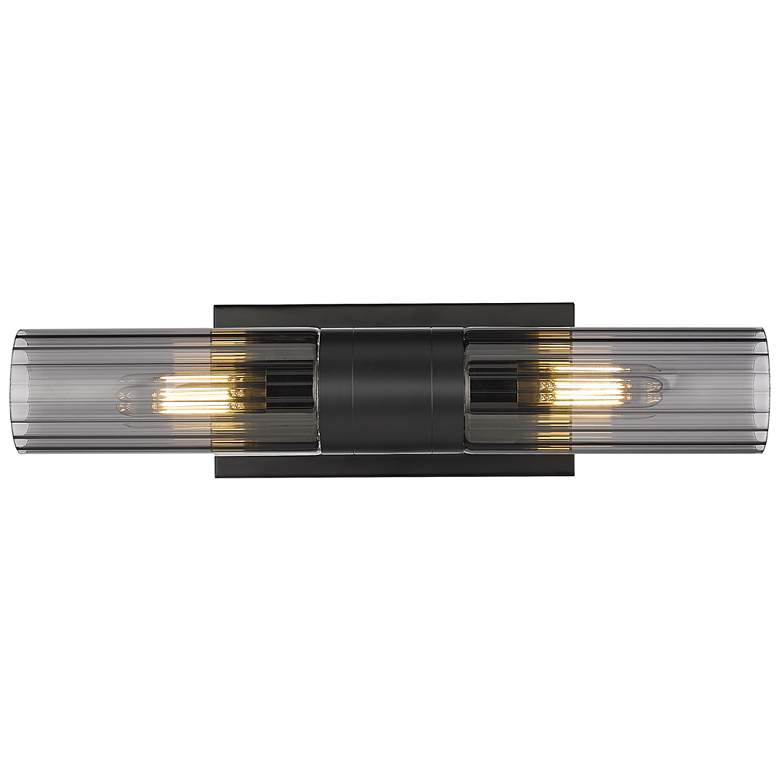 Image 1 Empire 18.5" Wide 2 Light Matte Black Bath Light With Smoke Shade