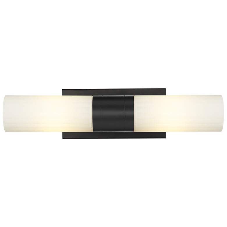 Image 1 Empire 18.5" Wide 2 Light Matte Black Bath Light With White Shade