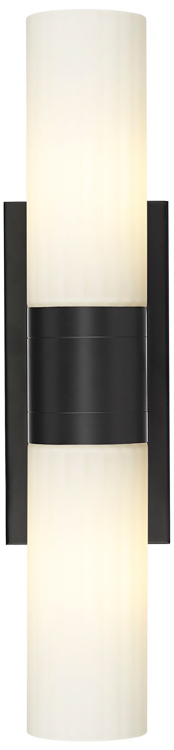 Image 2 Empire 18.5" Wide 2 Light Matte Black Bath Light With White Shade more views