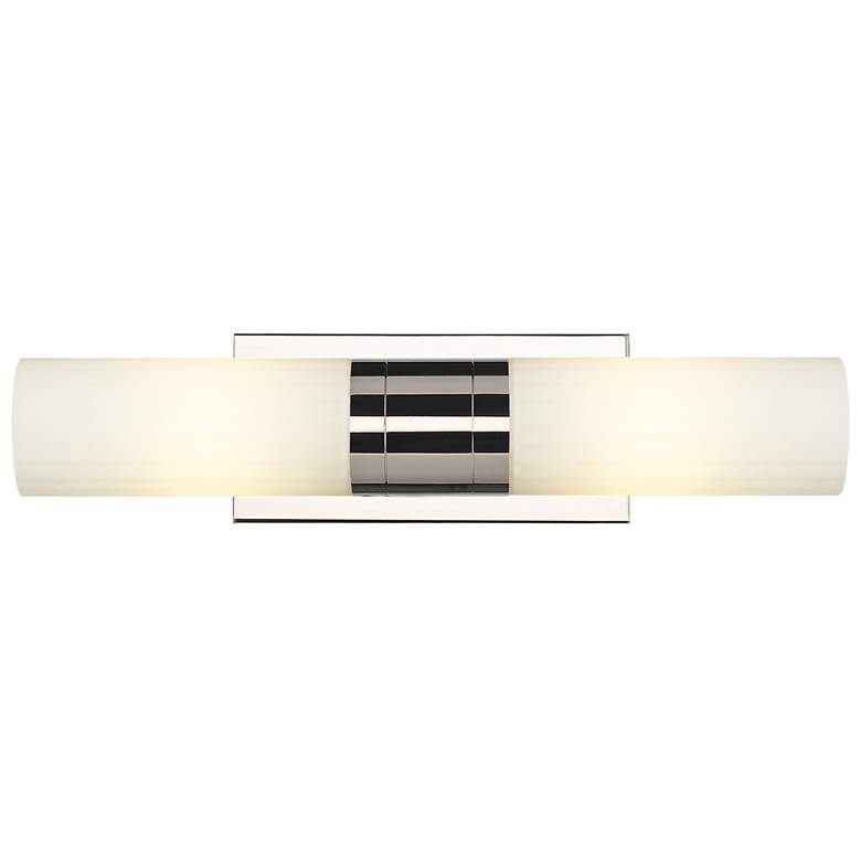 Image 1 Empire 18.5 inch Wide 2 Light Polished Nickel Bath Light With White Shade