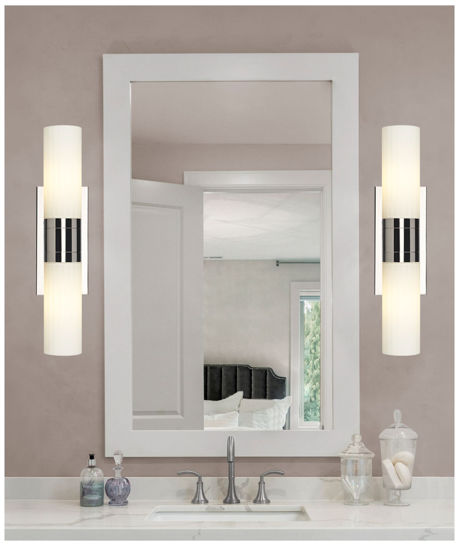 Image 3 Empire 18.5" Wide 2 Light Polished Nickel Bath Light With White Shade more views