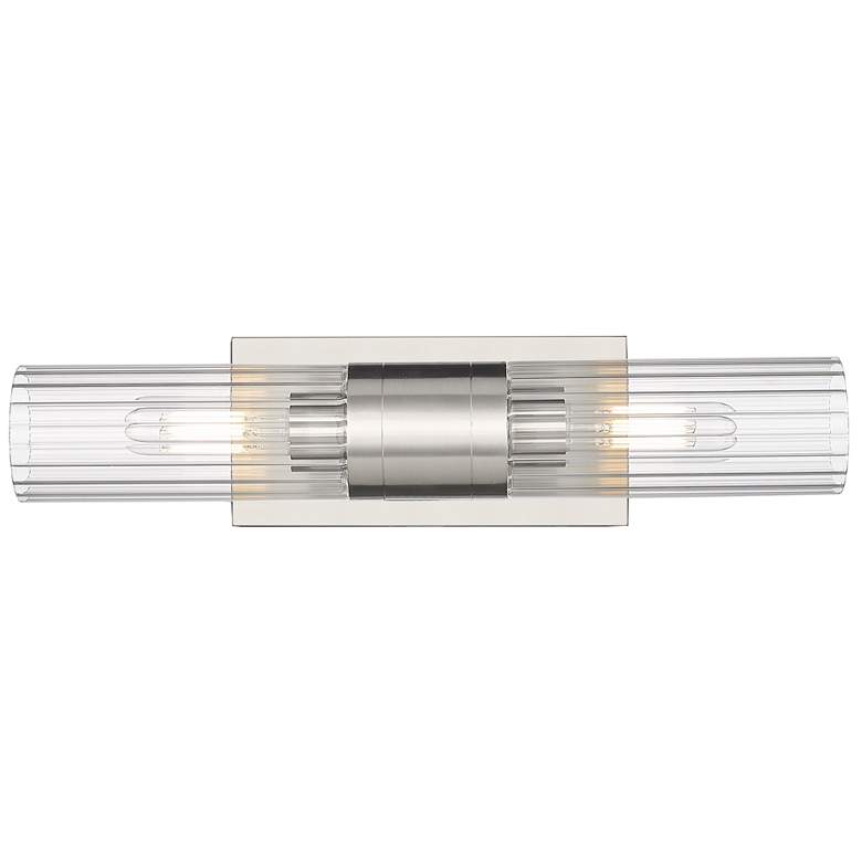Image 1 Empire 18.5 inch Wide 2 Light Satin Nickel Bath Light With Clear Shade