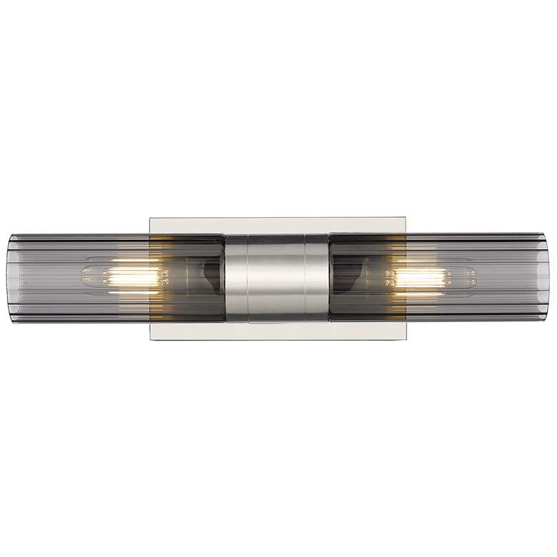 Image 1 Empire 18.5" Wide 2 Light Satin Nickel Bath Light With Smoke Shade