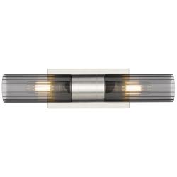 Empire 18.5" Wide 2 Light Satin Nickel Bath Light With Smoke Shade