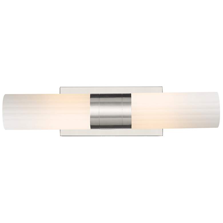 Image 1 Empire 18.5 inch Wide 2 Light Satin Nickel Bath Light With White Shade