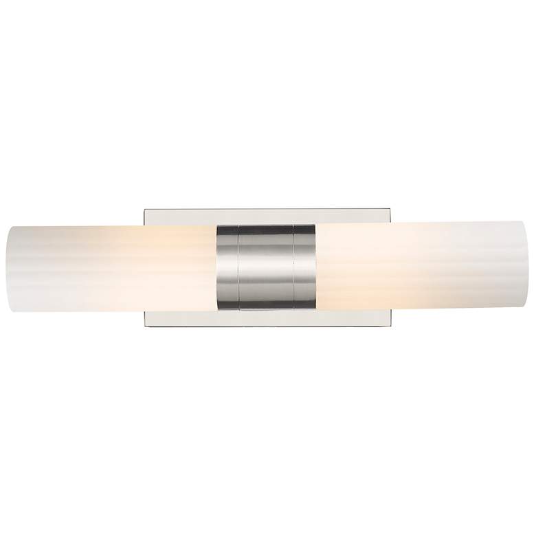 Image 1 Empire 18.5" Wide 2 Light Satin Nickel Bath Light With White Shade