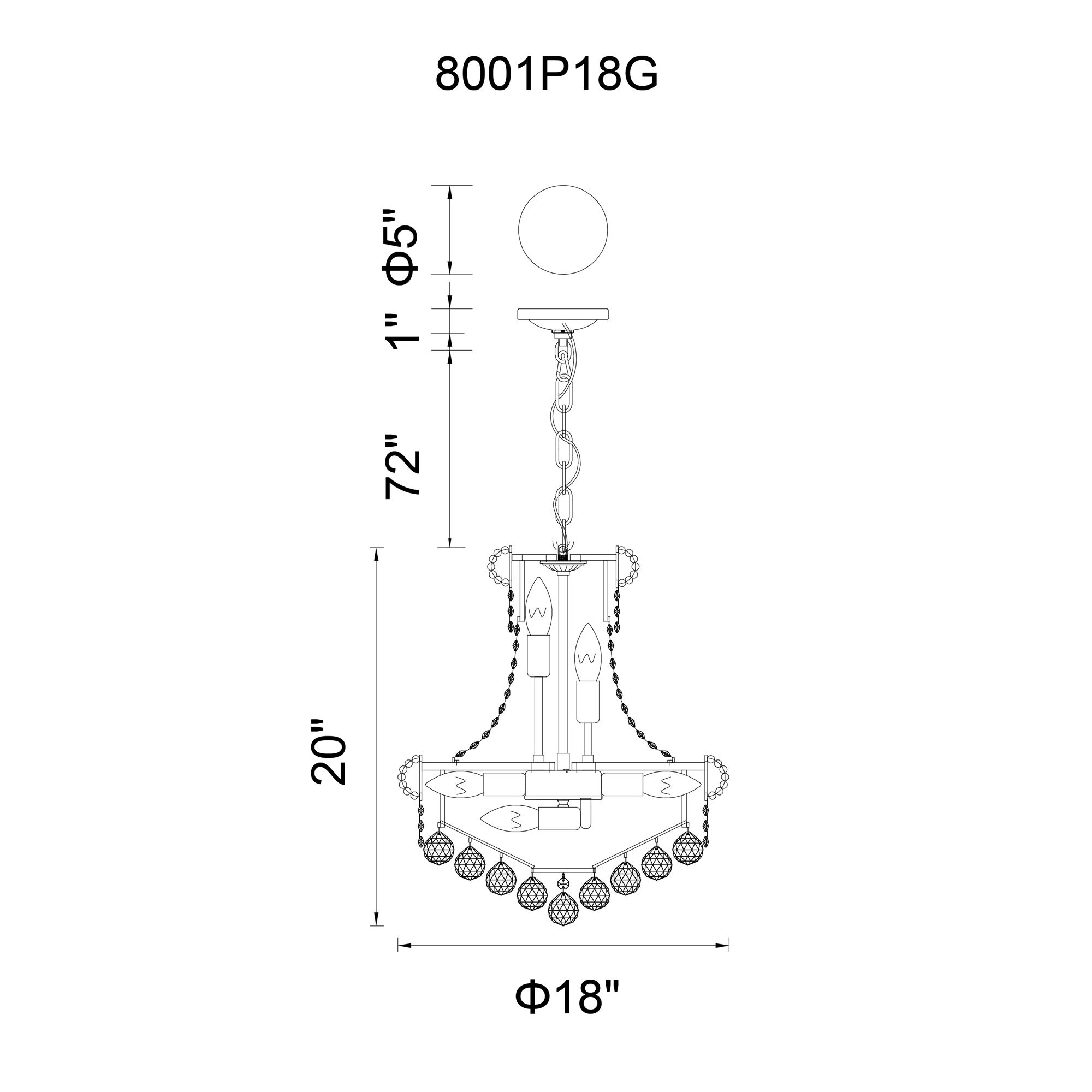 Empire 18" Wide Gold and Clear Crystal 8-Light Chandelier
