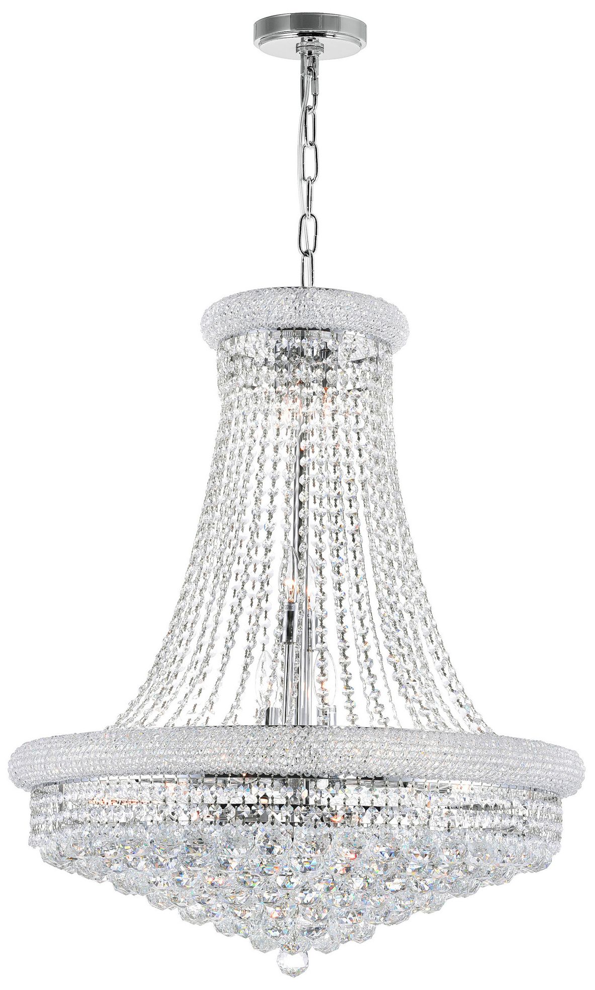 Empire 18 Light 28in Chrome Down Chandelier with Crystals
