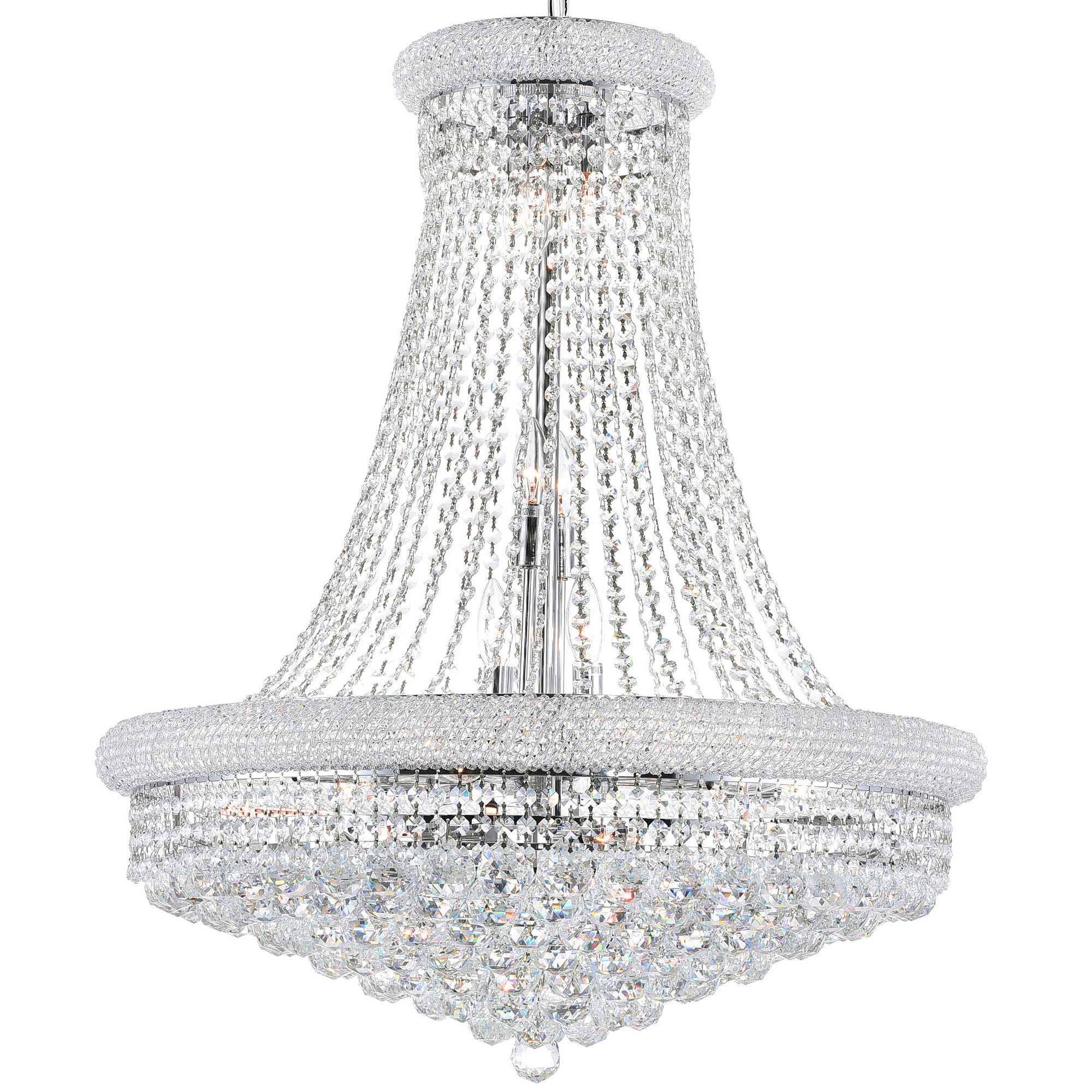 Image 2 Empire 18 Light 28in Chrome Down Chandelier with Crystals more views