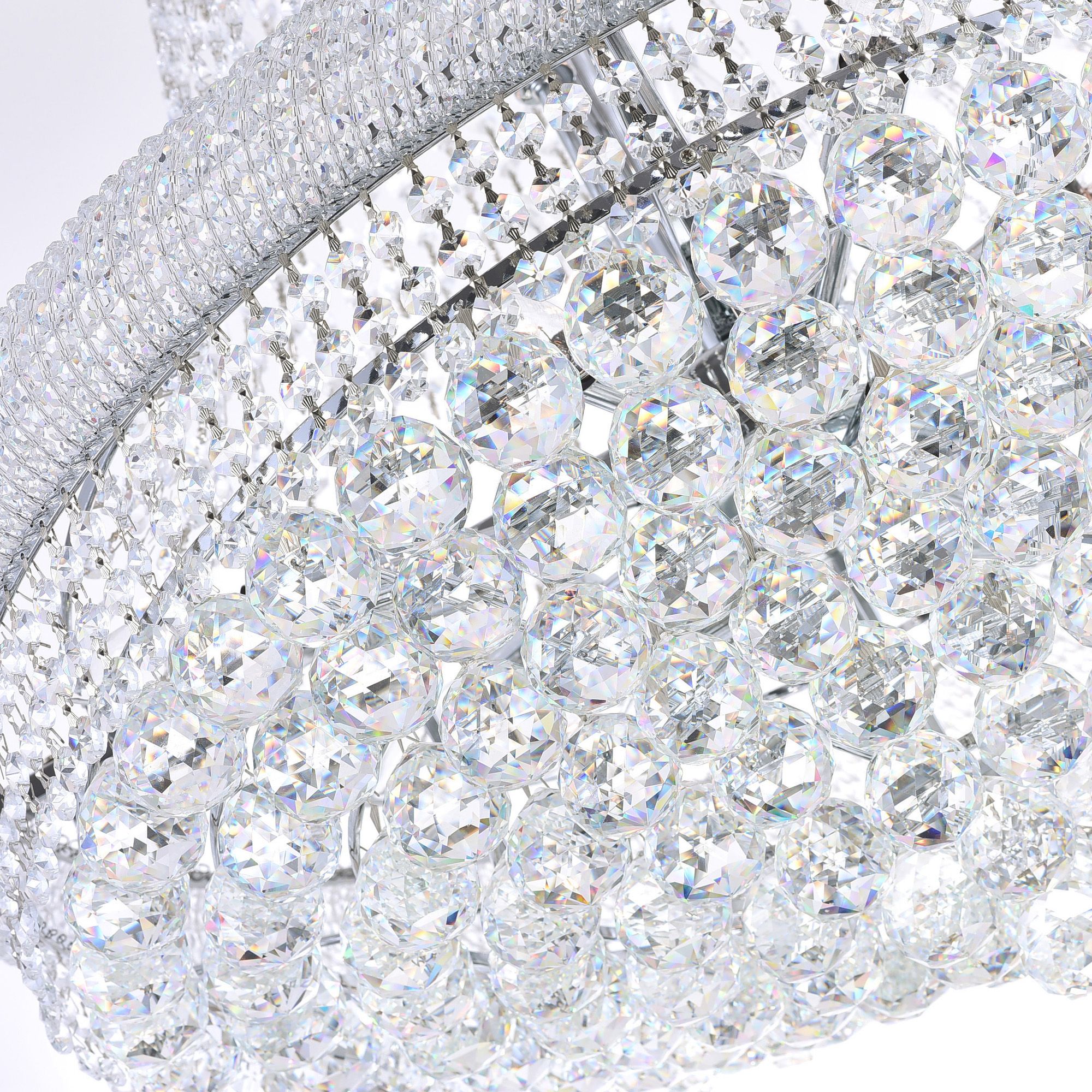 Image 4 Empire 18 Light 28in Chrome Down Chandelier with Crystals more views