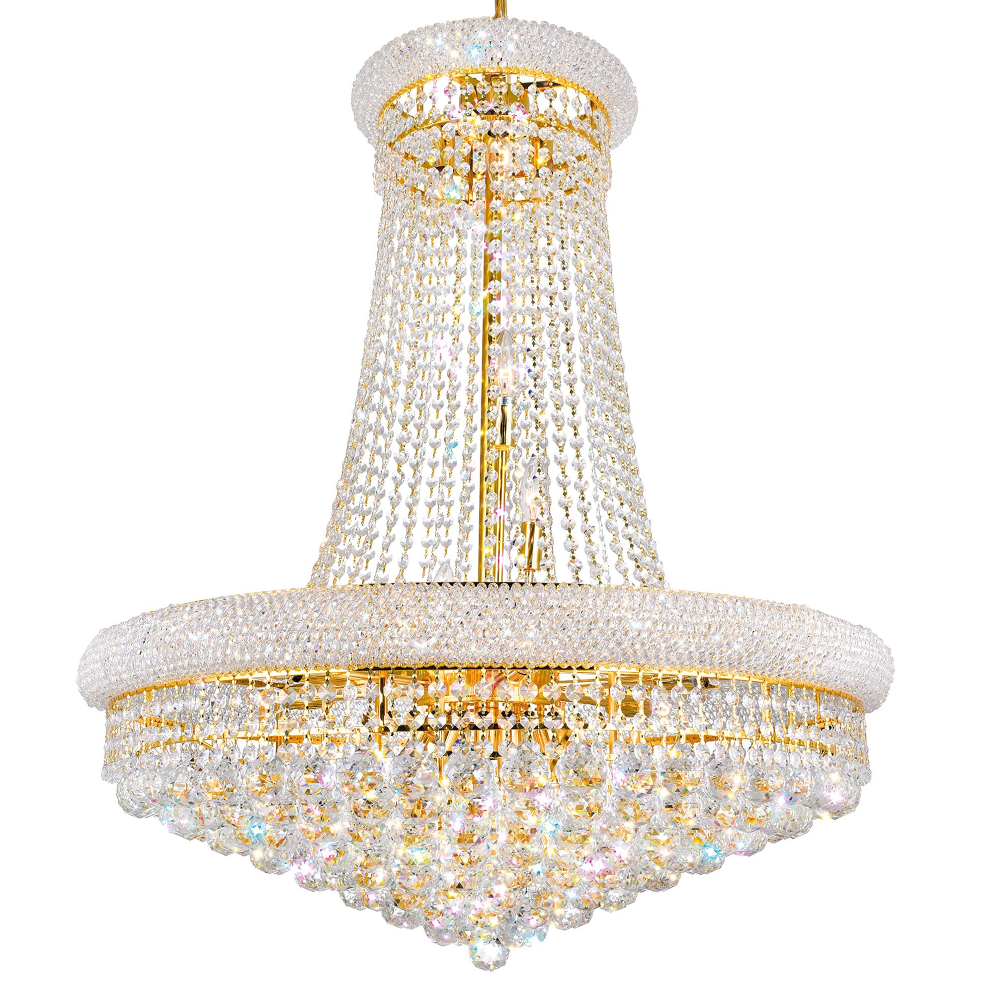 Image 2 Empire 18 Light 28in Gold Down Chandelier with Crystals more views