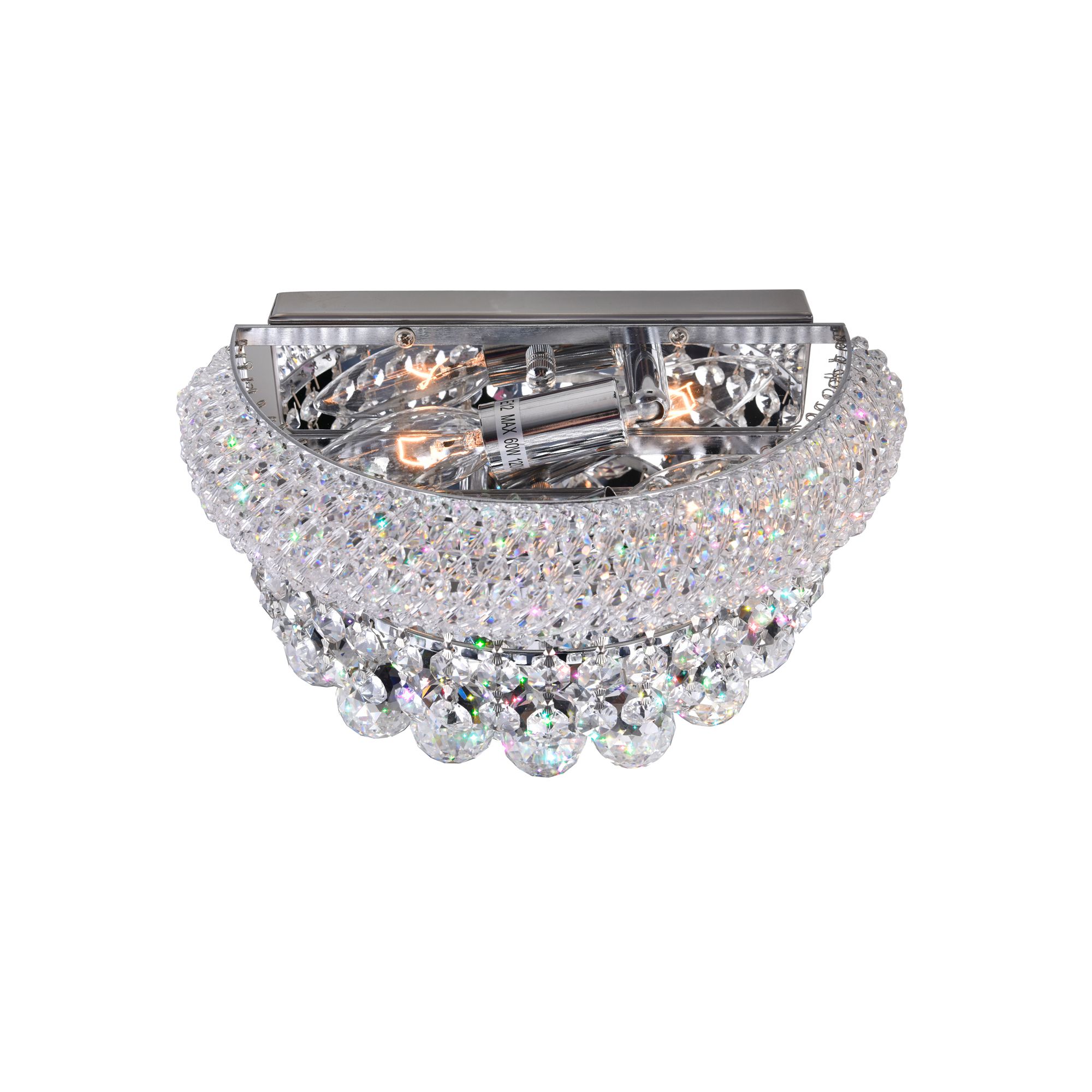 Image 2 Empire 2 Light 12in Chrome Wall Sconce with Crystals more views