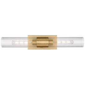 Empire 24.75" Wide 2 Light Brushed Brass Bath Light With Clear Shade Empire 24.75" Wide 2 Light Brushed Brass Bath Light With Clear Shade