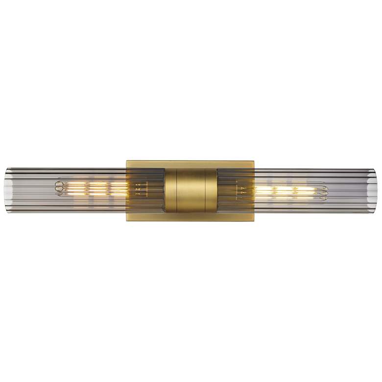 Image 1 Empire 24.75" Wide 2 Light Brushed Brass Bath Light With Smoke Shade