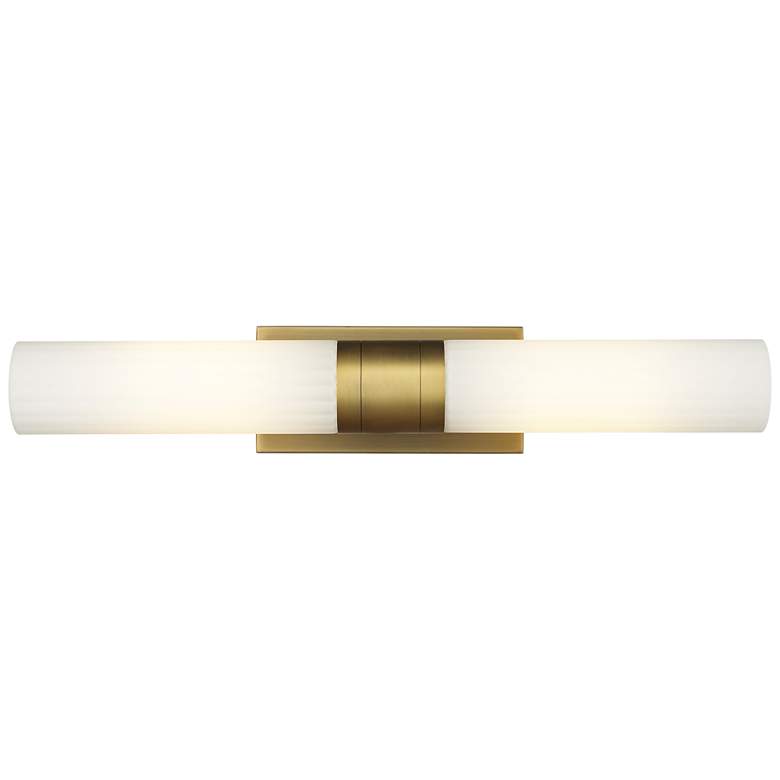 Image 1 Empire 24.75" Wide 2 Light Brushed Brass Bath Light With White Shade