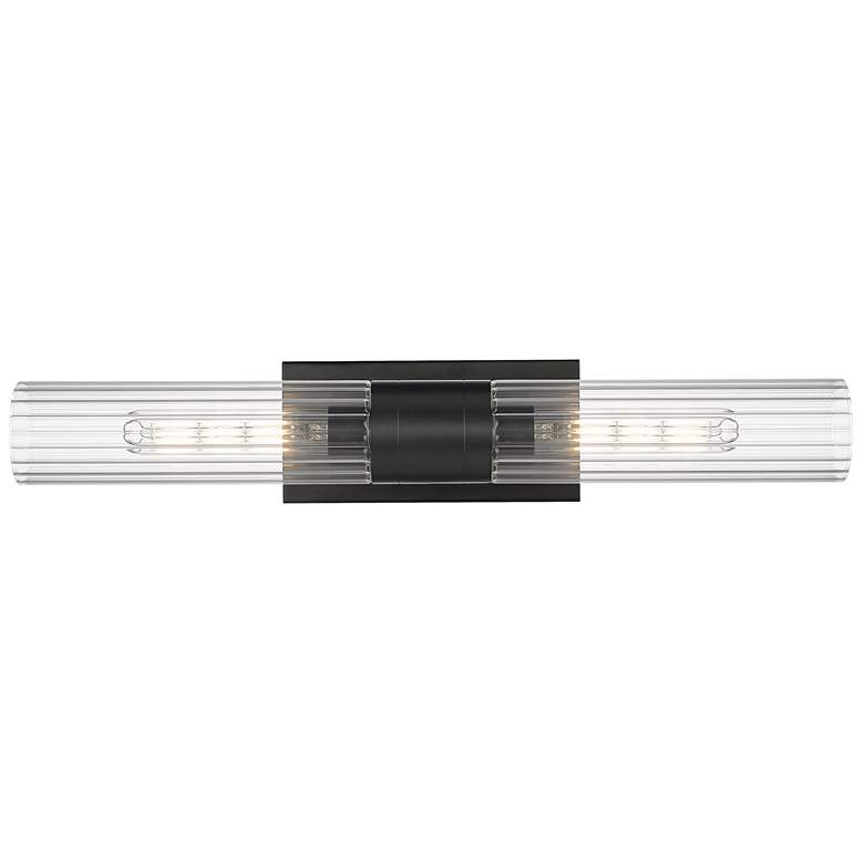 Image 1 Empire 24.75" Wide 2 Light Matte Black Bath Light With Clear Shade