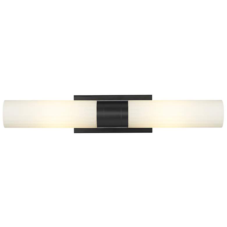 Image 1 Empire 24.75" Wide 2 Light Matte Black Bath Light With White Shade