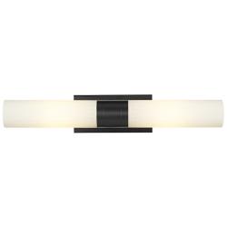 Empire 24.75" Wide 2 Light Matte Black Bath Light With White Shade