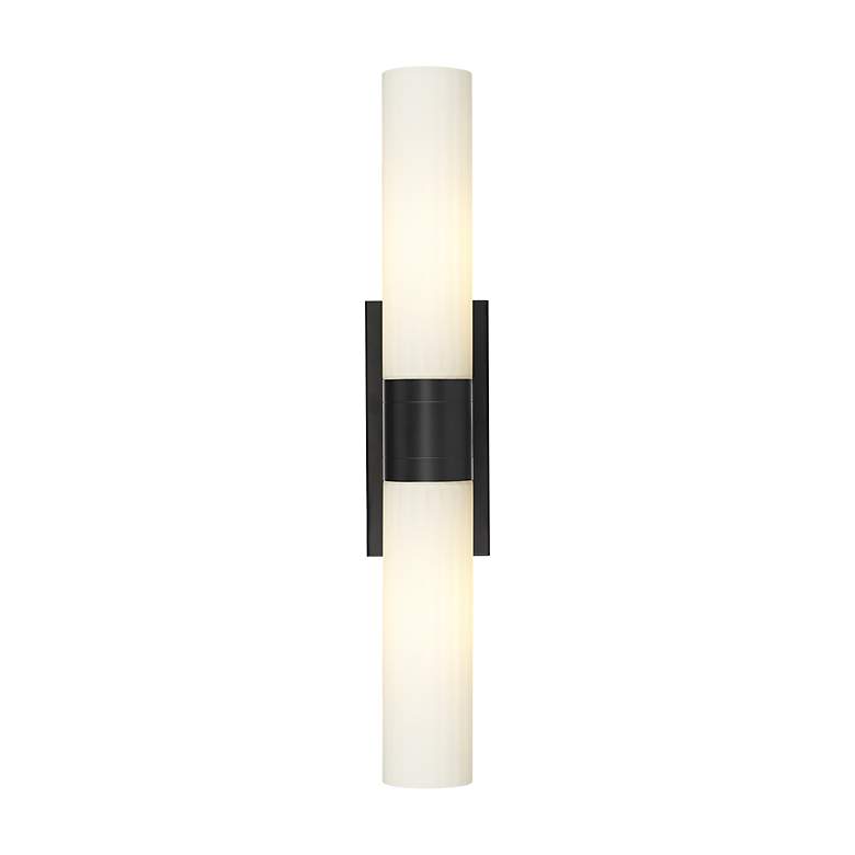 Image 2 Empire 24.75" Wide 2 Light Matte Black Bath Light With White Shade more views