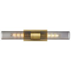 Empire 24"W Brushed Brass 2-Light Bath Light w/ Smoke Glass