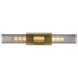 Empire 24"W Brushed Brass 2-Light Bath Light w/ Smoke Glass Empire 24"W Brushed Brass 2-Light Bath Light w/ Smoke Glass