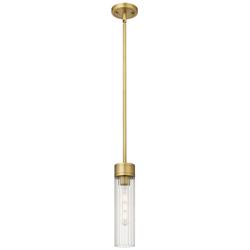 Empire 3.13" Wide Stem Hung Brushed Brass Pendant With Clear Shade