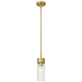 Empire 3.13" Wide Stem Hung Brushed Brass Pendant With Clear Shade Empire 3.13" Wide Stem Hung Brushed Brass Pendant With Clear Shade