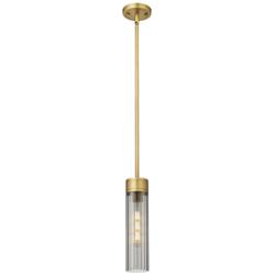 Empire 3.13" Wide Stem Hung Brushed Brass Pendant With Smoke Shade