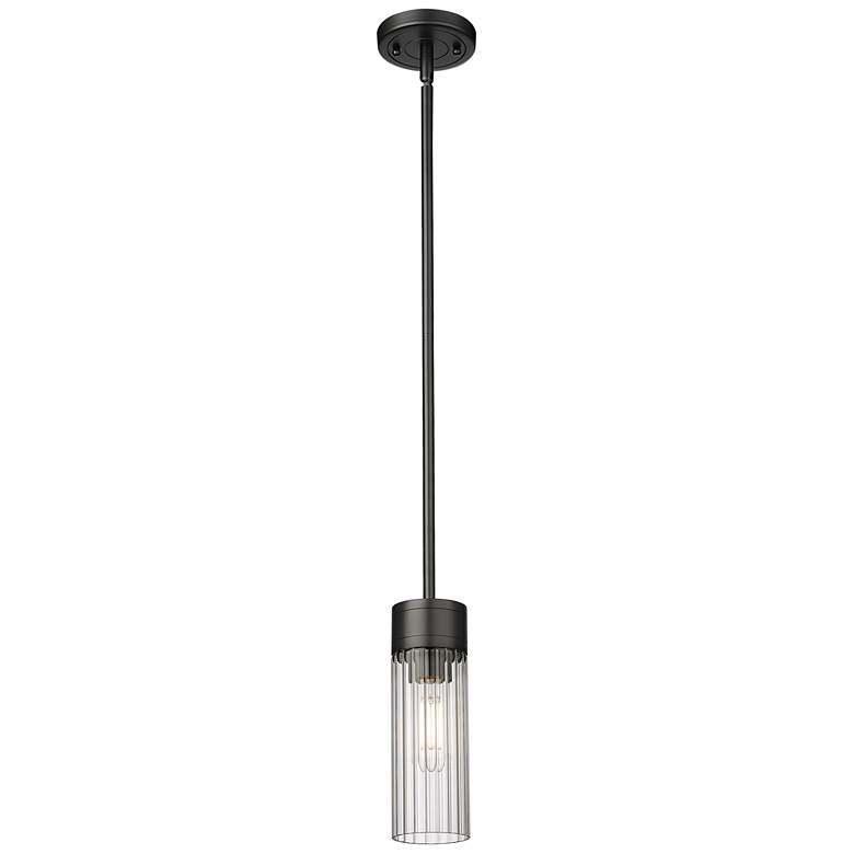 Image 1 Empire 3.13 inch Wide Stem Hung Matte Black Pendant With Clear Shade