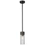 Empire 3.13" Wide Stem Hung Matte Black Pendant With Clear Shade