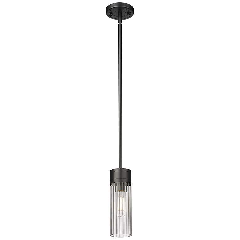 Image 1 Empire 3.13" Wide Stem Hung Matte Black Pendant With Clear Shade