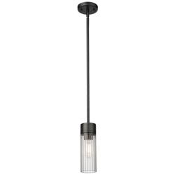 Empire 3.13&quot; Wide Stem Hung Matte Black Pendant With Clear Shade