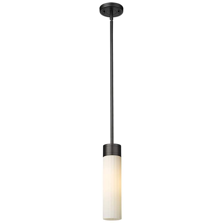 Image 1 Empire 3.13" Wide Stem Hung Matte Black Pendant With White Shade