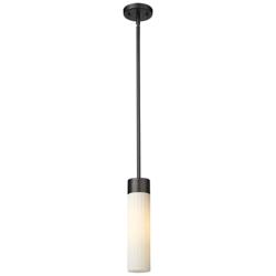 Empire 3.13&quot; Wide Stem Hung Matte Black Pendant With White Shade