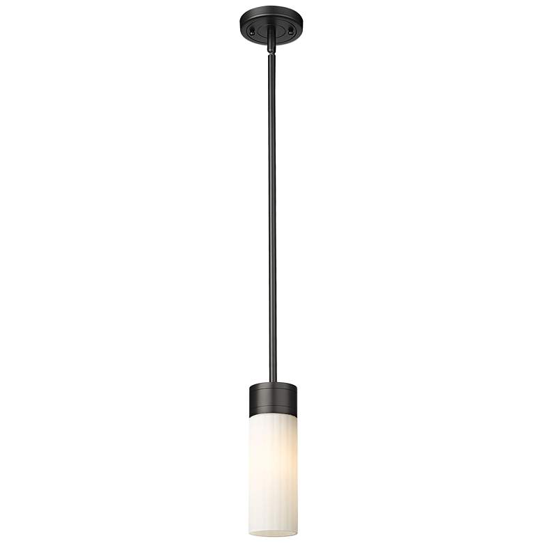 Image 1 Empire 3.13" Wide Stem Hung Matte Black Pendant With White Shade