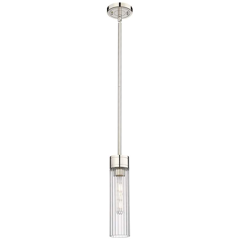 Image 1 Empire 3.13" Wide Stem Hung Polished Nickel Pendant With Clear Shade