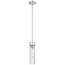 Empire 3.13&quot; Wide Stem Hung Polished Nickel Pendant With Clear Shade