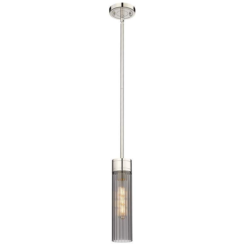 Image 1 Empire 3.13" Wide Stem Hung Polished Nickel Pendant With Smoke Shade
