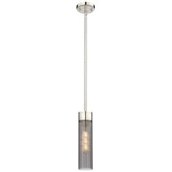 Empire 3.13&quot; Wide Stem Hung Polished Nickel Pendant With Smoke Shade