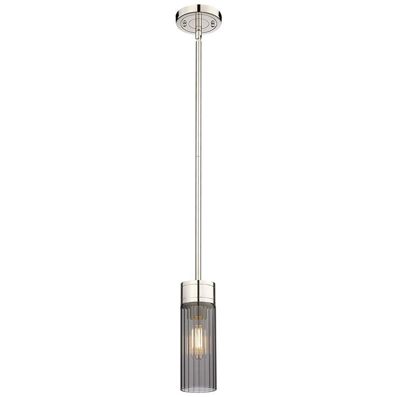 Image 1 Empire 3.13" Wide Stem Hung Polished Nickel Pendant With Smoke Shade