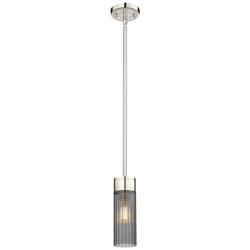 Empire 3.13" Wide Stem Hung Polished Nickel Pendant With Smoke Shade