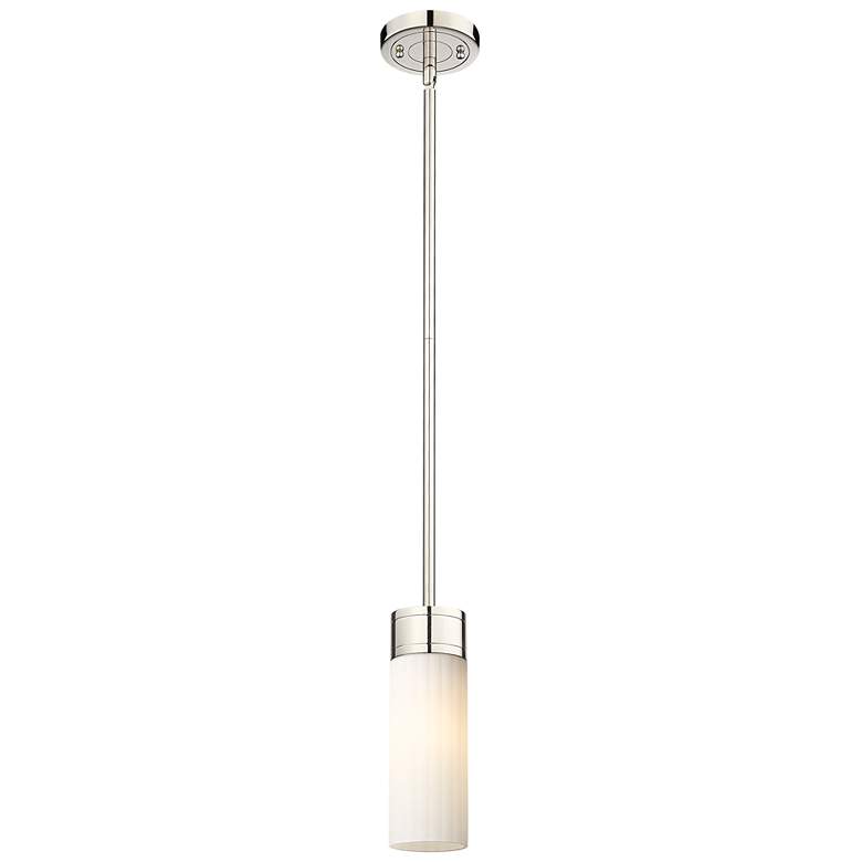 Image 1 Empire 3.13" Wide Stem Hung Polished Nickel Pendant With White Shade