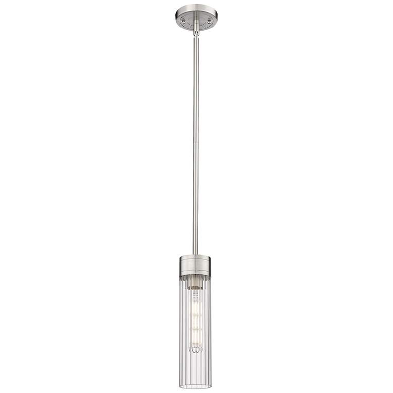Image 1 Empire 3.13" Wide Stem Hung Satin Nickel Pendant With Clear Shade