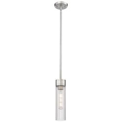 Empire 3.13" Wide Stem Hung Satin Nickel Pendant With Clear Shade